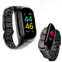 M2 Smartwatch Bluetooth Wireless Earbuds 2 in 1 Sport Activity Trackers Touch Screen Health Fitness Smart Bracelet Heart Rate Blood Pressure Monitor Compatible iOS Android for Women Men