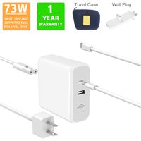 USB C PD Charger,73W Dual Port Wall Charger,with 6.5Ft USBC to USBC Cable Power Delivery for Mac Book Pro/Air,Acer Spin 7,Dell XPS/Inspiron,Samsung,iPad,iPhone 11 Pro Max/XR/XS/Max/X,Pixel,Galaxy,Etc.