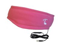 Tooks NextGen SPORTEC Band (Fleece) - Headphone Headband with Integrated Removable Headphones | New Inline Remote with Microphone, Volume Adjust and Music/Call Control | Color: Pink