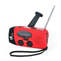 Great One Emergency Hand Crank Self Powered AM/FM NOAA Solar Weather Radio with LED Flashlight, 1000mah Power Bank for iPhone/Smart Phone-red