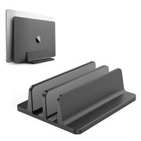 BECROWMUS Vertical Laptop Stand, Double Desktop Stand Holder with Adjustable Dock (Up to 17.3 inch), Fits All MacBook/Surface/Samsung/HP/Dell/Chrome Book (Double Dock- Black)