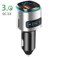 SZBAYO Bluetooth FM Transmitter for Car, Bluetooth Car Adapter Charger with QC3.0 Dual USB Port and TF Card Music Port, Bluetooth for Car Music, Support Siri Google Assistant, 7 Color LED Backlight