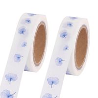 uxcell Lotus Leaf Pattern Home Book Decor Chinese Culture Adhesive Washi Paper Tape 15mm x 10M 2 Pcs