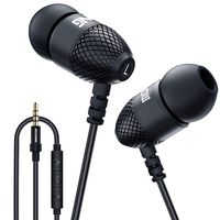 Moxking Wired Durable Metal Earphones Earbuds with Microphone and Volume Control, Deep Bass Clear Sound Noise Isolating in Ear Headphones, Stereo Ear Buds for Cell Phones, Laptop, Tablet, Gaming Black