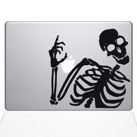 The Decal Guru 2079-MAC-12M-BLA Skeleton Waves Hi Decal Vinyl Sticker, Black, 12" MacBook