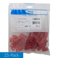 ICC CAT6 RJ45 Keystone Jack for HD Style, Red, 25-Pack