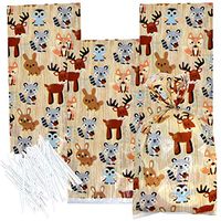 100 Woodland Cellophane Bag Plastic Treat Favor Bags 3 Designs Fox Squirrel & Owl Animal Creature Friend Candy Goodie Grab Bag for Kids Baby Shower & Birthday Party Supplies Decorations Gift Boutique