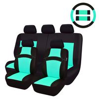 CAR PASS Rainbow Universal Fit Car Seat Cover -100% Breathable with 5mm Composite Sponge Inside,Airbag Compatible(14PCS, Mint Blue)