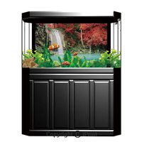 Fish Tank Background Decor Static Image Backdrop,Waterfall Decor,Single Waterfall in Corner of the Deep Forest with Fair Fall Oak Trees,Red and Blue,Underwater Ecosystem Photography Backdrop for Photo