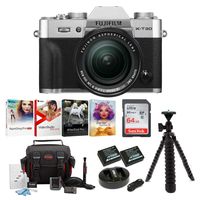 Fujifilm X-T30 Mirrorless Camera (Silver) w/18-55mm Lens Accessory Bundle+ Sandisk 64GB Ultra UHS-I + 2 NP-W126 & Dual Charger + Tripod + Deluxe Photo Software