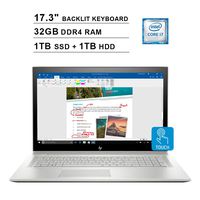 2019 Newest HP Envy 17.3 Inch FHD Touchscreen Laptop (Intel 4-Core i7-8550U up to 4GHz, 32GB RAM, 1TB SSD + 1TB HDD, NVIDIA MX150 2GB, Backlit Keyboard, DVD, WiFi, Bluetooth, HDMI, Win10) (Renewed)