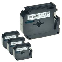 NineLeaf 4PK Replacement Label Tape Compatible for Brother PT-65 PT-70 PT-80 PT-85 PT-90 Printers M-K121 MK121 Black on Clear (3/8inch 9mm)