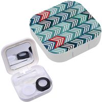 Portable Contact Lens Case Box Travel Kit Mirror + Bottle + Tweezers Container Holder [ Geometric Color Arrows ]