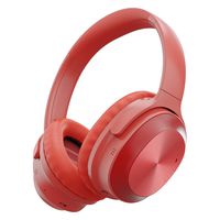 Active Noise Cancelling Headphones, Letscom Bluetooth Headphones with Mic Deep Bass Wireless Headphones Over Ear, 25H Playtime, Soft Protein Earpads for Travel Work TV PC Cellphone - Red