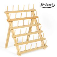 HAITRAL 30-Spool Thread Organizer, Wooden Sewing Thead Holder Rack for Sewing, Quilting, Embroidery-Suitable for Large Spool (HT-BD003)