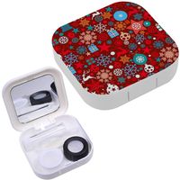 Portable Contact Lens Case Box Travel Kit Mirror + Bottle + Tweezers Container Holder [ Christmas Tiling Great ]