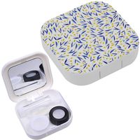 Portable Contact Lens Case Box Travel Kit Mirror + Bottle + Tweezers Container Holder [ Watercolor Floral Ornamental ]