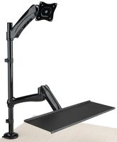 Displays2go Flat Screen Monitor Clamp System has Extendable Bracket, Steel, Aluminum - Black Finish (LMSSWDM2A)