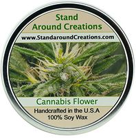 Premium 100% All Natural Soy Wax Aromatherapy Candle - 16oz Tin - Cannabis Flower: A warm blend of cashmere wood surrounds the floralcy, while sensual undertones of musk and golden amber soften the scent.