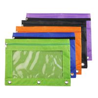 DECARETA 5 Pcs Binder Pencil Pouch with Zipper Waterproof Binder Pencil Case with Rivet Enforced 3 Rings for Office School Travel (5 Colors)