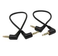 3.5mm TRRS Cable,SinLoon (2-PACK)Gold Plated 90 Degree Right & Left Angled 3.5mm Stereo 4-Pole male to male Auxiliary Audio Cable for iPhone, iPad or Smartphones,Tablets,Players Microphone(4-P,8inch)