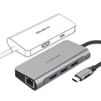 LENTION USB C Hub with 4K HDMI, Gigabit Ethernet, USB 3.0, Charging Adapter Compatible MacBook Pro (Thunderbolt 3 Port), New Mac Air 2018 2019, Surface Book 2/Go, Chromebook, More (Space Gray)