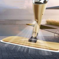 Spray Mop, Squeegee and Window Scrubber with Spray Head, Floor Wet Mop with 350ml Refillable Bottle and Microfiber Pads, 360° Rotation Flat Dust Mop for Hardwood and Tile Floor Cleaning