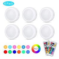 Cadrim Puck Lights, LED Color Changing Puck Lightings and Dimmable Under Cabinet Lights Battery Powered Under Counter Lights with 2 Wireless Remote Controls for Kitchen(6 Pack)