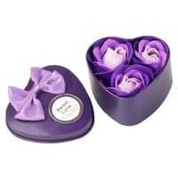 Anboo 3Pcs Heart Scented Bath Body Petal Rose Flower Soap Wedding Decoration Gift Best Gifts (one Size, Purple)