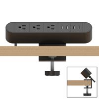 Desk Clamp Power Strip 3 Outlet with 4 USB,The Clamp Edge Mount Power Center,Aluminum Alloy Fireproof Power Strip,Removable Desktop Mount Multi-Outlets for Home Office Reading