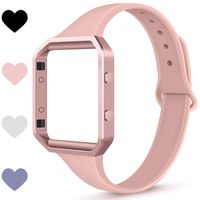 TreasureMax Compatible with Fitbit Blaze Bands for Women/Men,Soft Silicone Thin Narrow Replacement Slim Bands with Metal Frame for Fitbit Blaze.