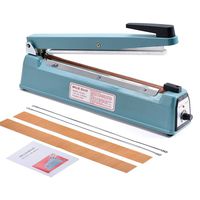 Metronic 16inch/400mm Manual Impulse Manual Hand Sealer Heat Sealing Machine Poly Tubing Plastic Bag with 2 Replacement Kit Blue