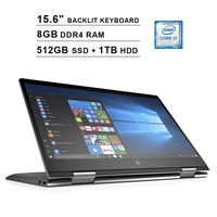 HP 2019 Newest Envy x360 15.6 Inch FHD Touchscreen Laptop (Intel Quad Core i7-8550U up to 4.0 GHz, 8GB RAM, 512GB SSD + 1TB HDD, Backlit Keyboard, WiFi, HDMI, Bluetooth, Windows 10) (Ash Silver)