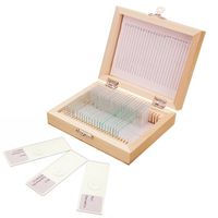 Jiusion 25Pcs Prepared Microscope Slides Set with Fitted Wooden Case, Animals Insects Plants Flowers Sample Biological Specimen, Stereo Microscope Slide for Basic Biological Science Education