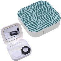 Portable Contact Lens Case Box Travel Kit Mirror + Bottle + Tweezers Container Holder [ Irregular Striped ]