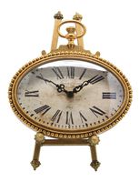 NIKKY HOME Vintage Pewter Oval Standing Table Clock, 6.5 by 9-Inch, Gold