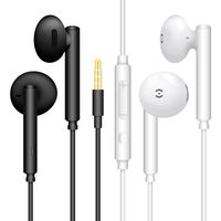 【2 Pack, Black+White】 MAS CARNEY Noise Isolating in Ear Earphones Headphones with Pure Sound and Powerful Bass Compatible with Samsung Huawei Honor Mi with Volume Control and Microphone