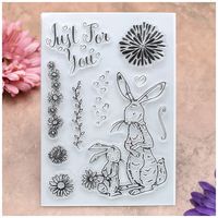Kwan Crafts Flowers Just For You Heart Rabbit Clear Stamps for Card Making Decoration and DIY Scrapbooking