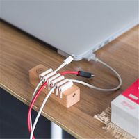 Katoot@ Wooden Cable Organizer and Cord Management System for Your Wires, Desktop Cable Clips & Computer, Electrical, Charging or Mouse Cord Holder (Beech)