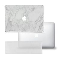MacBook Pro 15" (White Marble Series, MBP15TB-MW1) Sticker w/Translucent Keyboard Cover, Full Protective Vinyl Art Skin/Decal Sticker Cover for MacBook Pro 15" with - w/o Touch Bar & ID by SOJITEK