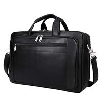 Augus Mens Leather Briefcase Messenger Bag, Waterproof Travel Business Duffle Bags for Men 17 Inch Laptop Bag(black-1)