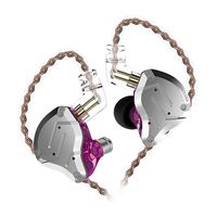 Five Driver Headphones,KZ ZS10 PRO High Fidelity Noise-Isolating Earbuds/Earphones with Detachable Cable 2Pin 0.75mm (Without MIC, Purple)