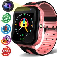 Kids Smart Watch Phone GPS Tracker Gadget HD Touchscreen Smartwatch SOS Dial Call Micro Chat Camera Anti-Lost Math Game Gizmo Wrist Watch Alarm Clock Flashlight for Boys Girls Age 4-12 Birthday Gift