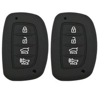 Coolbestda 2Pcs Rubber Key Fob Remote Cover Keyless Entry Jacket Holder for 2018 2017 2016 Hyundai Tucson Elantra Sonata 4Buttons (NOT FIT Flip/Pop Out/Folding Key