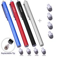 MEKO Stylus Pen 0.3-inch Micro-Fiber Tip Stylus - Ultra Sensitive Universal Capacitive Touch Screen Pens with Replaceable Fiber Tips - (Black/Silver/Red/Dark Blue)