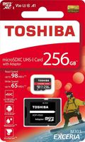TOSHIBA Micro SD Card Memory Card Read 256GB 256G EXCERIA M303 with SD Adapter microSDXC UHS-I U3 Card 4K Class10 V30 A1 microSD 98MB/s Write 65MB/s (THN-M303R2560A2)