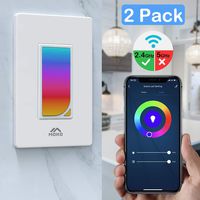 MoKo Smart Life Switch, 2 Pack Smart WiFi Light Switch with Built-in RGB Dimmer Night Light, APP Remote Control & Voice Control, Compatible with Alexa & Google Home, Timer Function - White
