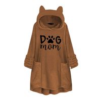 TWGONE Cat Ears Hoodies for Women Dog Mom Sweatshirt Fleece Embroidery Plus Size Pockets Top Blouse(Large,Zc-Yellow)