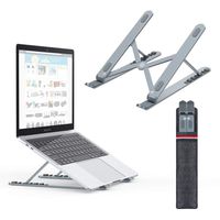 Nulaxy Laptop Stand, Portable Computer Laptop Holder, Aluminum Laptop Riser with 6 Levels Height Adjustment, Fully Collapsible, Supports up to 44lbs, Fits up to 17.3 Laptop - Space Grey
