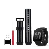 DuiGong Nylon Strap Compatible for Garmin Forerunner 35 Bands Replacement with Watch Adapter (Black Gray Stripe, Large)